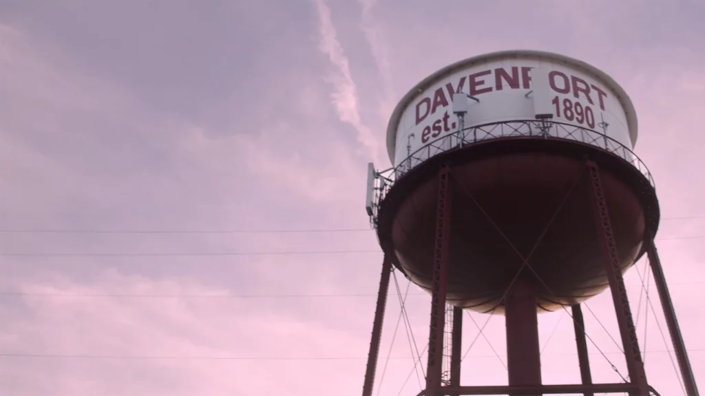 Davenport, WA water tower at sunset.