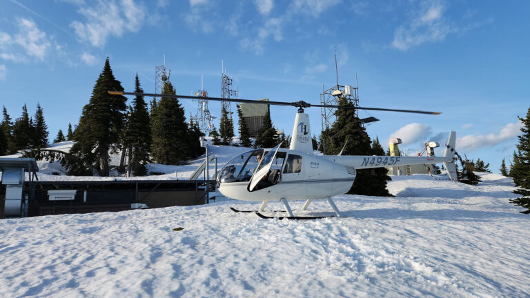 Helicopter in the snow.