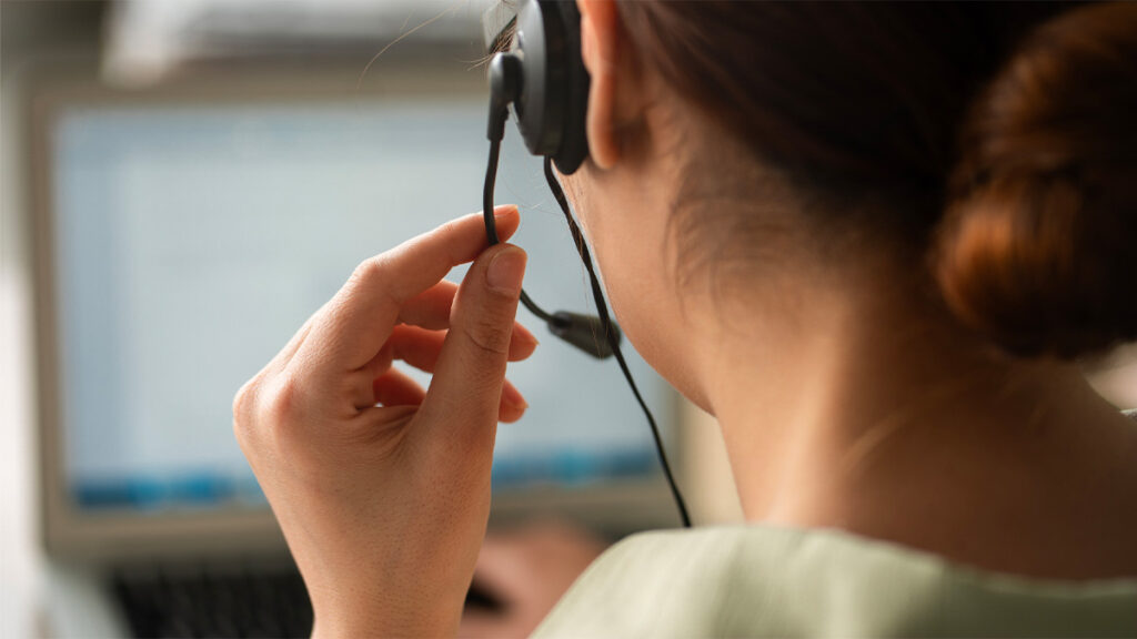 Customer support on a call.