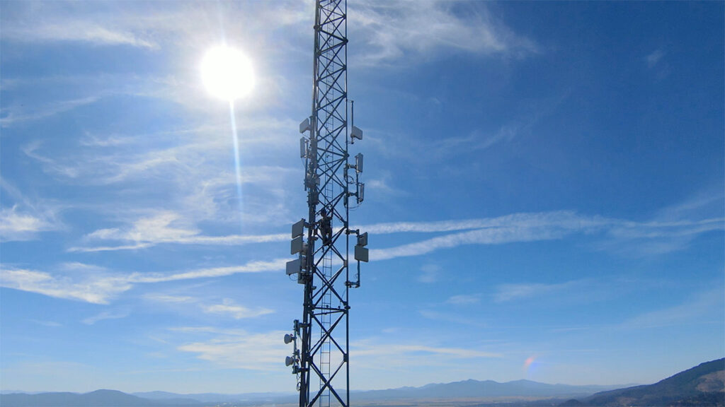 Tower tech climbing an Intermax Fixed Wireless tower.