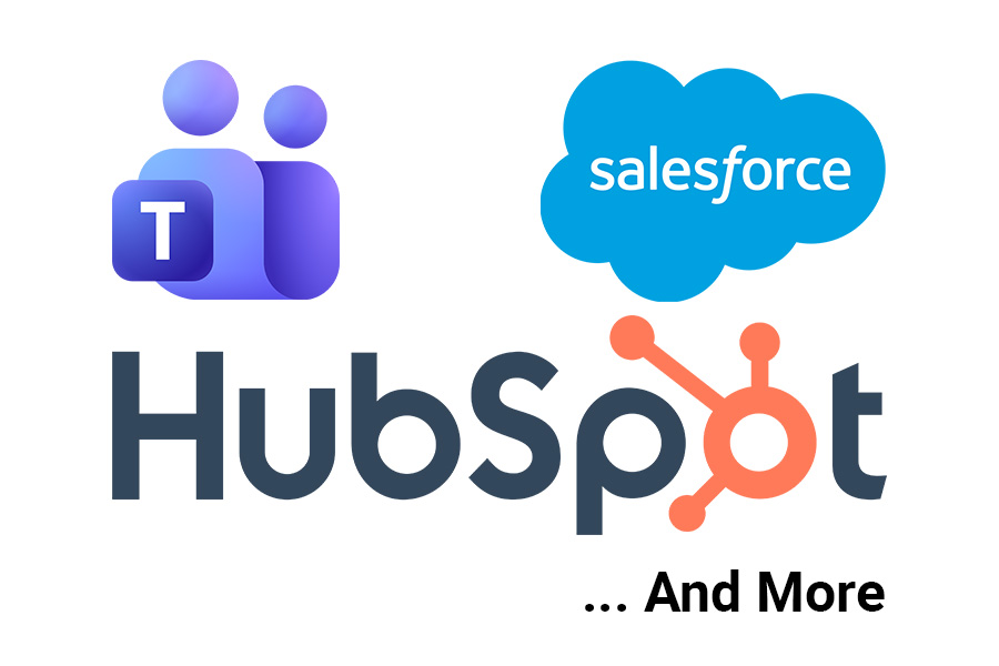 Intermax Integrations: Teams, Salesforce, and HubSpot logos.
