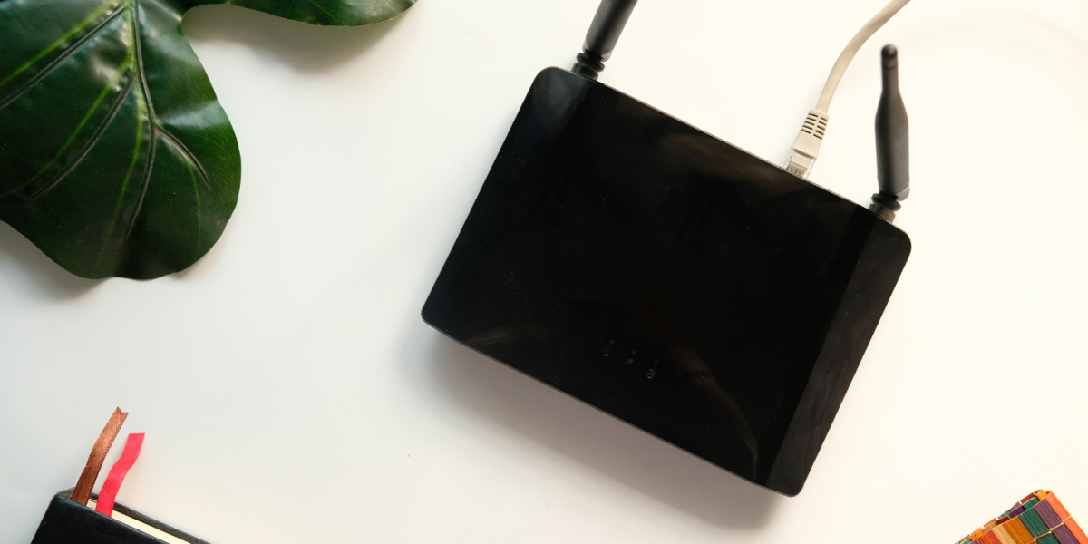 Router plugged in on a table