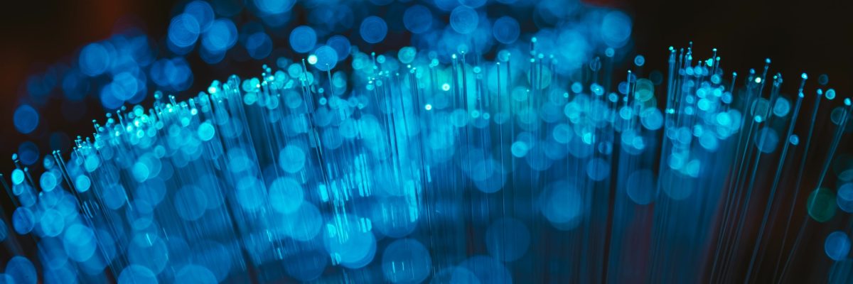 Close-up shot of fiber connection